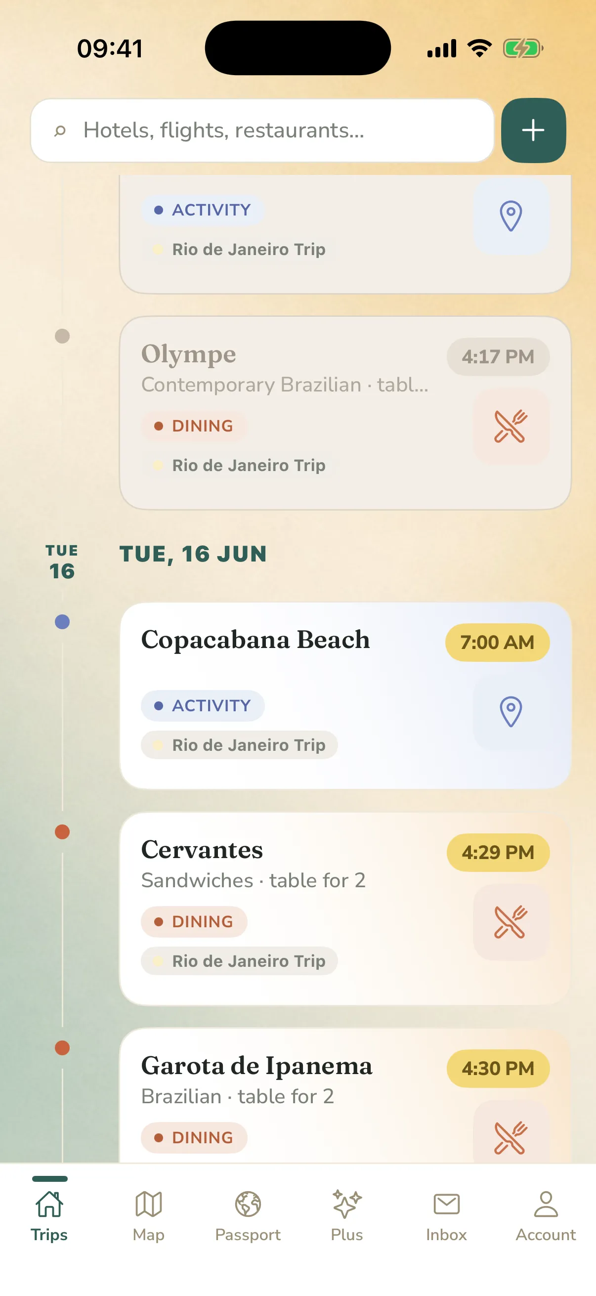 Hopway timeline — a Rio de Janeiro trip in order